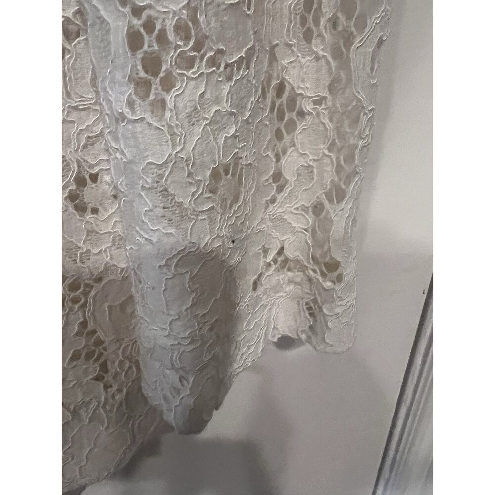 Zara White Textured Jacquard Floral Long Sleeve Button Down Shirt Blouse Top M - Picture 2 of 10